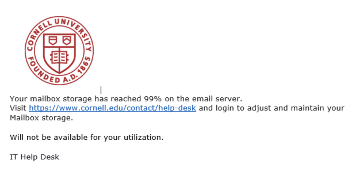  Phishing Email Status Update IT Cornell
